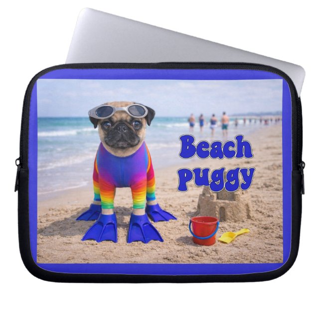 Capa Para Notebook Pug da Praia (Frente)