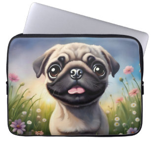 Capa Para Notebook Pug Flowers