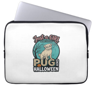 Capa Para Notebook Pug Halloween Menina Design Vetorial Vintage_1