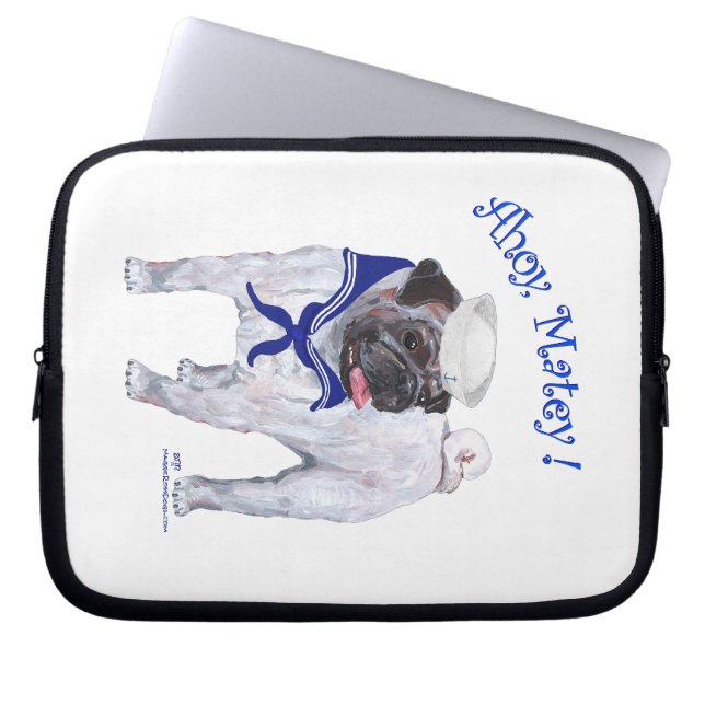 Capa Para Notebook Pug Marinheiro (Frente)
