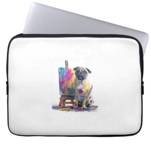 Capa Para Notebook Pug Pintor � Cão de Arte Abstrata