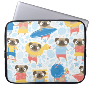 Capa Para Notebook Pugs bonitos nas férias. padrão com o desenho an