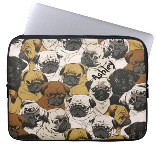 Capa Para Notebook Pugs Grumpy / Cães Cute Cute Engraçados Engraçados (Frente)