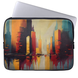 Capa Para Notebook Pulso Urbano – Cidade Abstrata em Ritmo Vertical