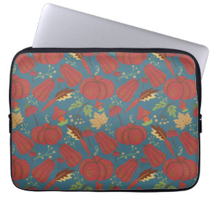 Capa Para Notebook Pumpkin e cenoura, sem costura, padrão vermelho e 