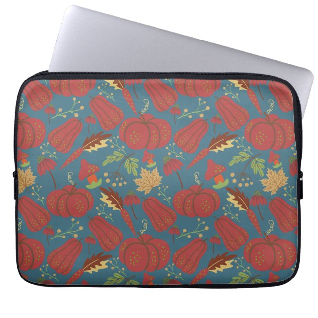 Capa Para Notebook Pumpkin e cenoura, sem costura, padrão vermelho e  (Frente)