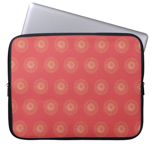 Capa Para Notebook Pumpkin | Golden Zinnia Flower Medallions (Frente)