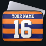 Capa Para Notebook Pumpkin Orange Marinho Blue Team Jersey Preppy Str<br><div class="desc">Pouppy Sporty Rugby Striped Pumpkin Orange, Marinho Blue Team Jersey / Sports Jersey Style, Custom Name, Custom Number Personalize isso com seu próprio nome ou nome e número de equipe. Você pode alterar o tamanho, a cor e a colocação do texto se precisar fazer alterações, além de adicionar texto próprio...</div>