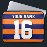 Capa Para Notebook Pumpkin Orange Marinho Blue Team Jersey Preppy Str<br><div class="desc">Pouppy Sporty Rugby Striped Pumpkin Orange, Marinho Blue Team Jersey / Sports Jersey Style, Custom Name, Custom Number Personalize isso com seu próprio nome ou nome e número de equipe. Você pode alterar o tamanho, a cor e a colocação do texto se precisar fazer alterações, além de adicionar texto próprio...</div>