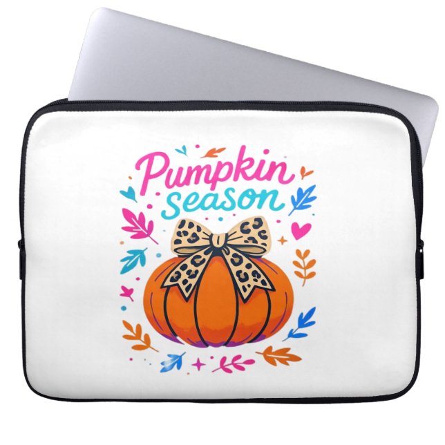 Capa Para Notebook Pumpkin Season Leopardo Arco - Bonito Queda (Frente)