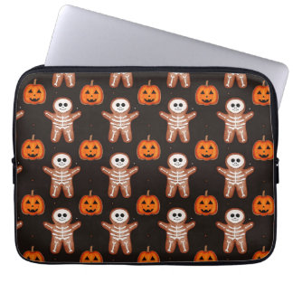 Capa Para Notebook Pumpkins and Skeleton Gingerbread Halloween Design