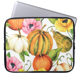 Capa Para Notebook Pumpkins Girassóis: Design de padrão de aquarela