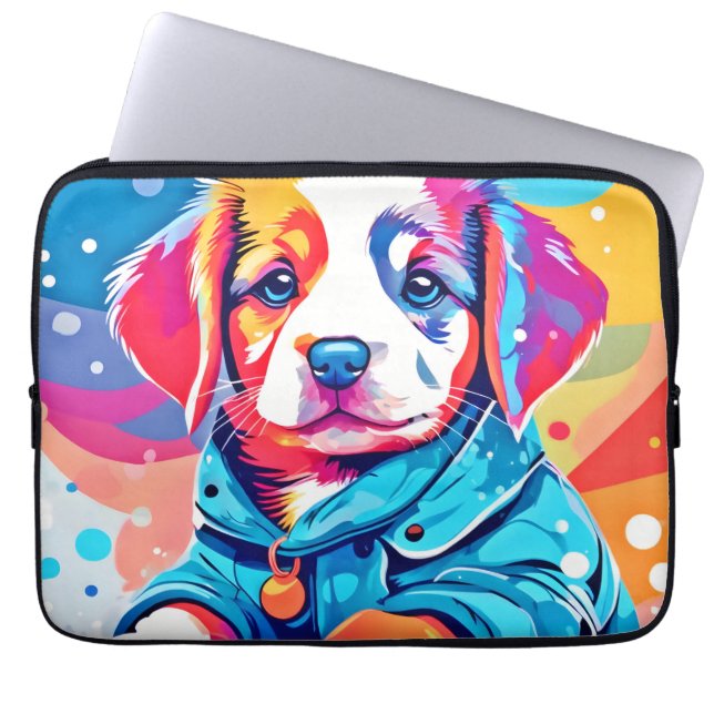 Capa Para Notebook Puppy com Design Casaco azul (Frente)