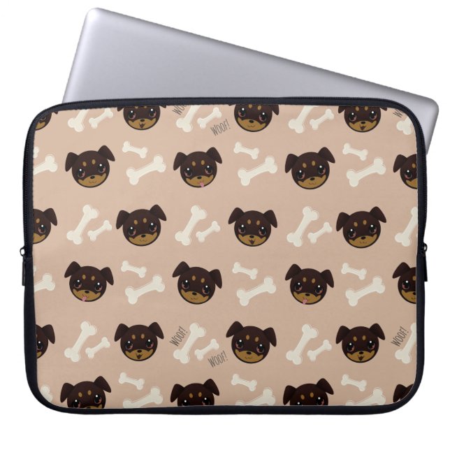 Capa Para Notebook Puppy e Ossos com Sorriso Bonito Rottweiler (Frente)