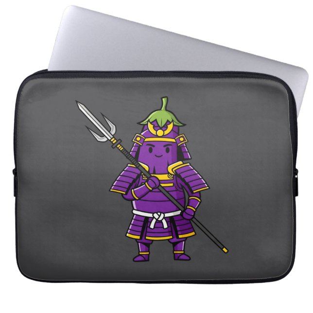 Capa Para Notebook Purple Eggplant Samurai Warrior with Spear Illustr (Frente)