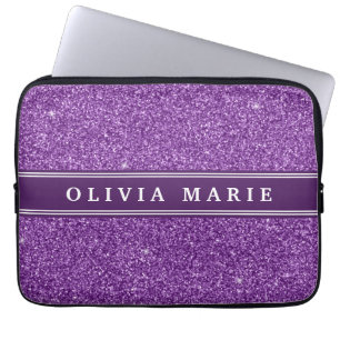 Capa Para Notebook Purple Glitter (faux) Personalized Name