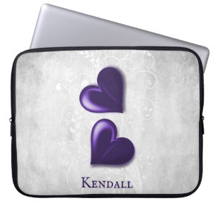 Capa Para Notebook Purple Hearts Personalized Laptop Sleeve