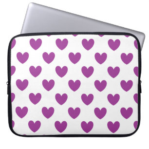 Capa Para Notebook Purple polka hearts on white