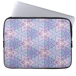 Capa Para Notebook Púrpura e Turquesa - Padrão Geométrico Maze Star