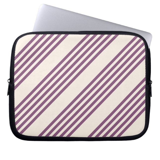 Capa Para Notebook Púrpura Mauve e bege - 5 listras padrão (Frente)