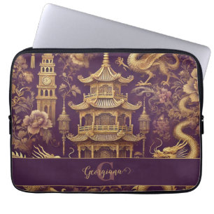 Capa Para Notebook Púrpura Personalizada e Chinoiserie Victoriana Dou