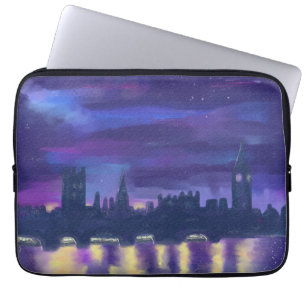 Capa Para Notebook Púrpura Sunset London Cityscape Moderna Pintura d
