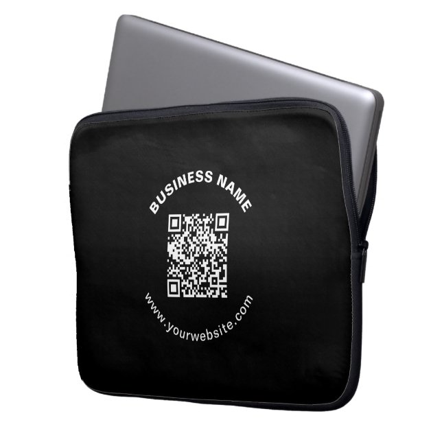 Capa Para Notebook qr de acesso instantâneo scaneável, preto minimali (Frente Esquerda)