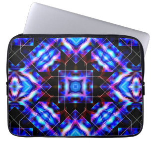 Capa Para Notebook Quadrados azuis com estilo acrílico gradiente, no