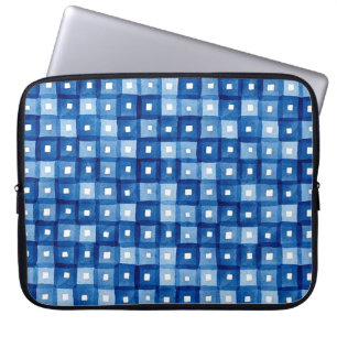 Capa Para Notebook Quadrados Azuis, Mosaico Sem Costura Sem Mola.