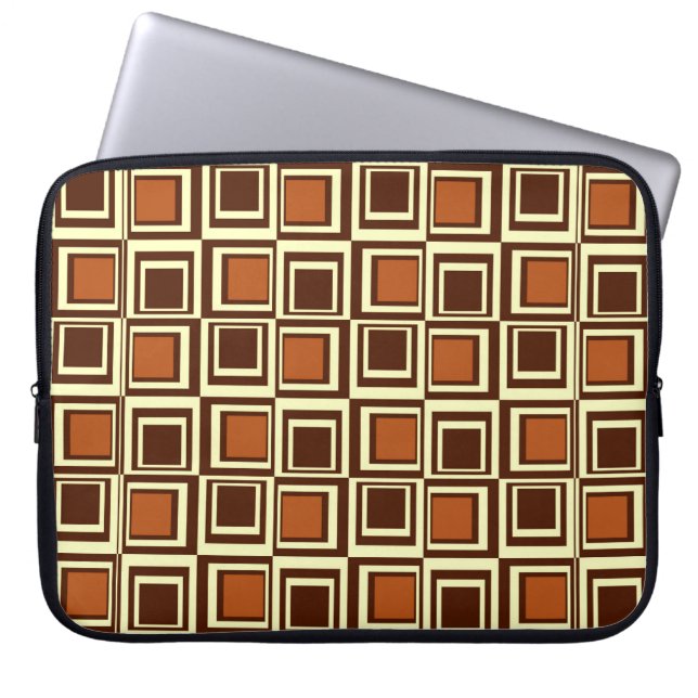 Capa Para Notebook Quadrados modernos, caramelo e laptop castanho de  (Frente)