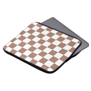 Capa Para Notebook Quadrados xadrez marrom mocha branco geométrico re