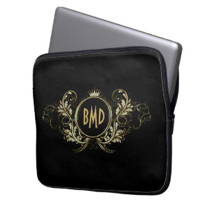 Capa Para Notebook Quadro Floral Menina Com Brilho Falso Preto