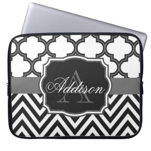 Capa Para Notebook Quatrefoil Chevron Monograma