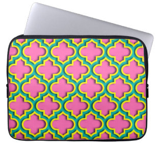 Capa Para Notebook Quatrefoil marroquino cor-de-rosa-quente nº 2, ama
