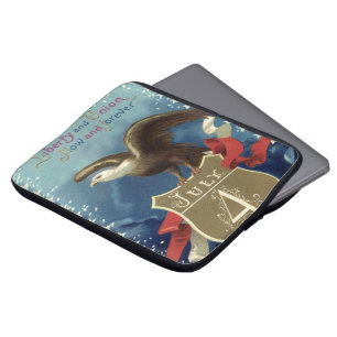 Capa Para Notebook Quatro de Julho Patriótico Vintage, Águia com Estr