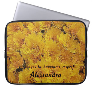 Capa Para Notebook Queda Floral Amarelo Chrysantemus Foto