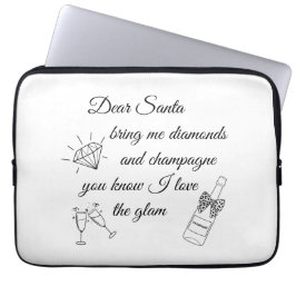 Capa Para Notebook Querido Papai Noel Desenho de Linha Champanhe & Di