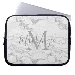 Capa Para Notebook Quic Silver Foil Marble Monograma