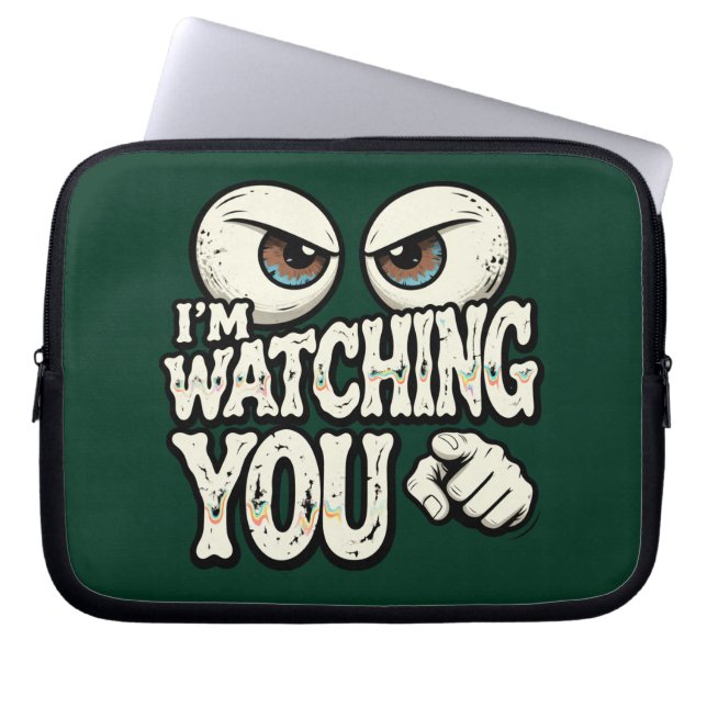 Capa Para Notebook Quirky "I'M WATCHING YOU" Retro Eyes Laptop Sleeve (Frente)
