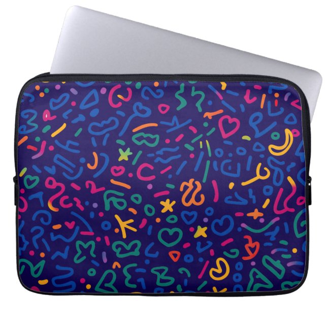 Capa Para Notebook Rabisco divertido formas vibrantes coloridas (Frente)