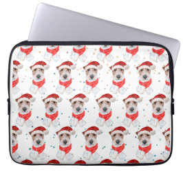 Capa Para Notebook Raça de Cão Wire Fox Terrier Estrelas de Natal