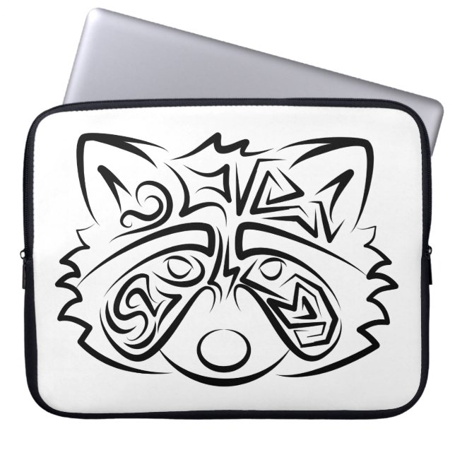 Capa Para Notebook Racconon Tribal Negro e Branco (Frente)