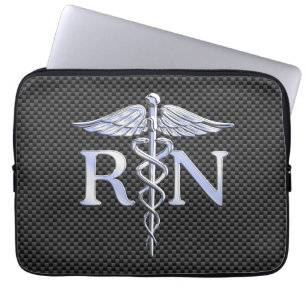 Capa Para Notebook Racy Registered Nurse RN Silver Caduceus Cobras
