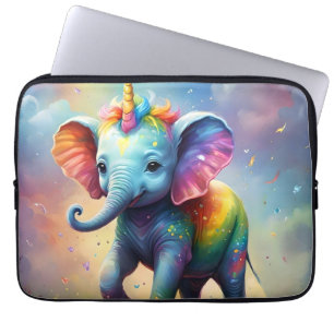 Capa Para Notebook Radiante Maravilha: O Bebê Arco-Íris Elefante Unic