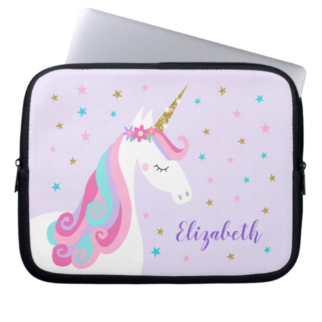 Capa Para Notebook Rainbow Unicorn Mágico - Roxo (Frente)