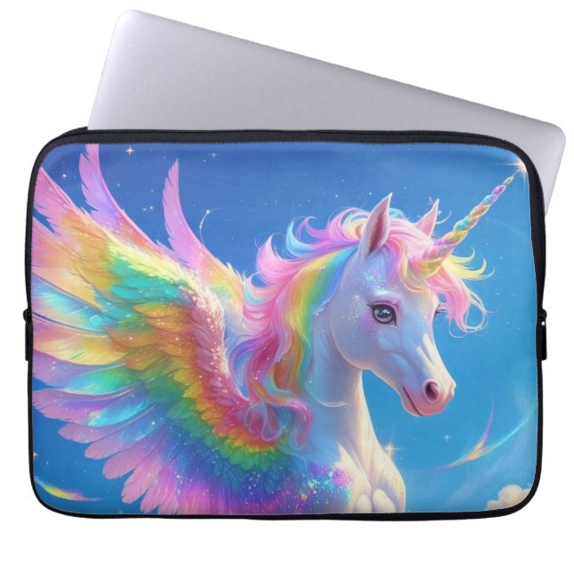 Capa Para Notebook Rainbow Winged Prancing Unicorn (Frente)