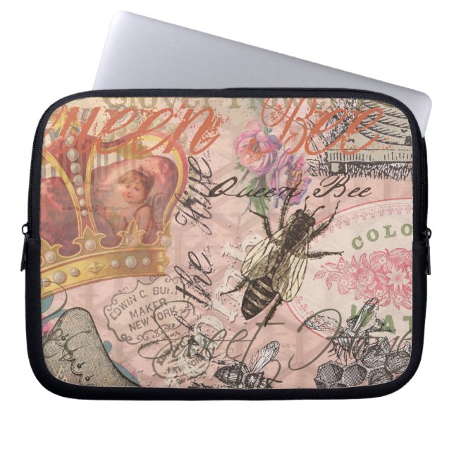 Capa Para Notebook Rainha Bee Vintage - Linda Colagem (Frente)
