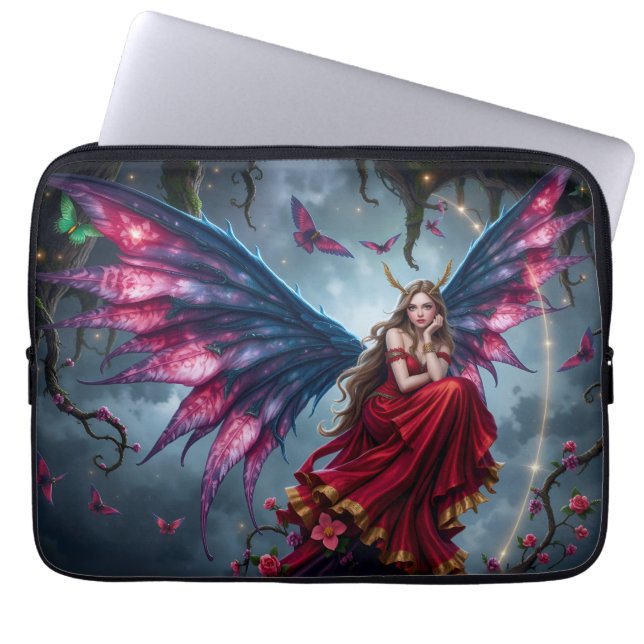 Capa Para Notebook Rainha das Fadas Dark Fantasy com Asas de Borbolet (Frente)