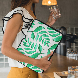 Capa Para Notebook Ramais simples de aquarelas - verdes