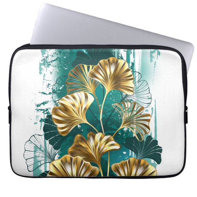 Capa Para Notebook Ramificação com Ouro deixa Ginko Biloba (Frente)